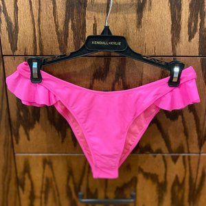 Kendall + Kylie - Bikini Ruffle Bottom Swimwear - Neon Pink - Size M